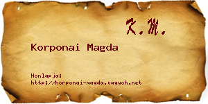 Korponai Magda névjegykártya
